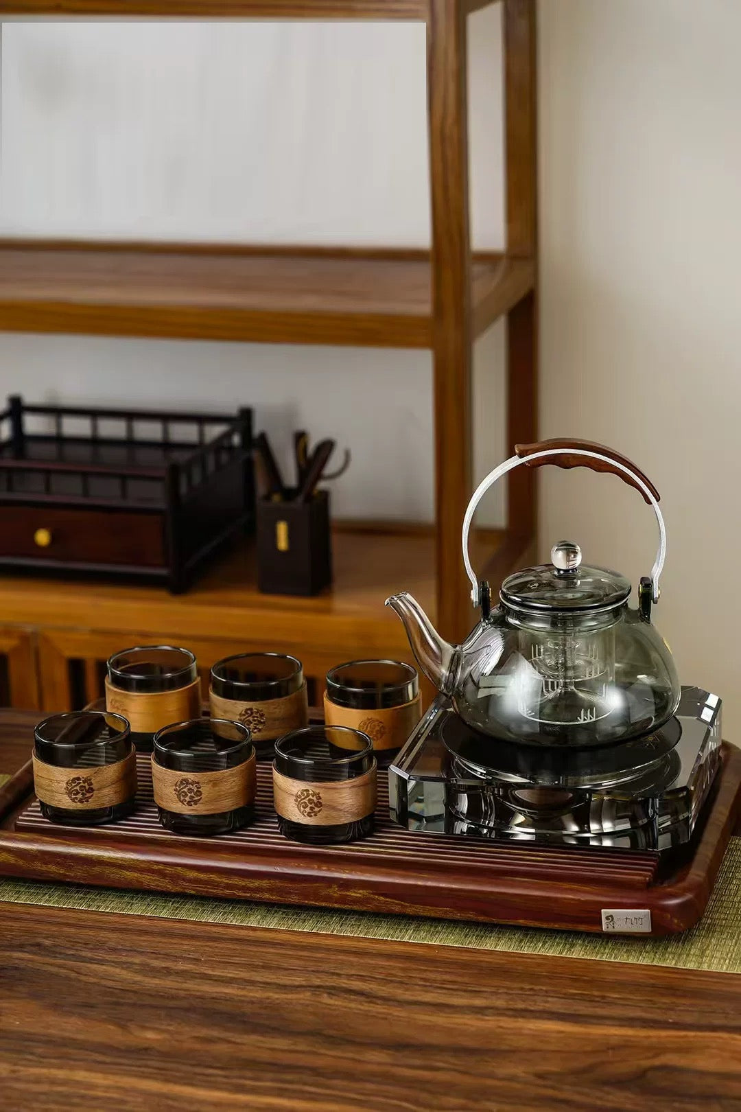 طقم تناغم الشاي الزجاجي