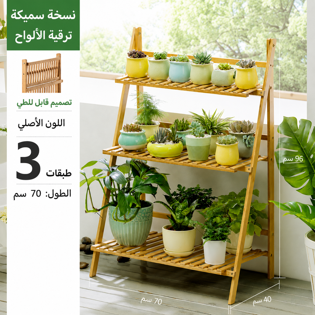 🏡 رف نباتات خشبي